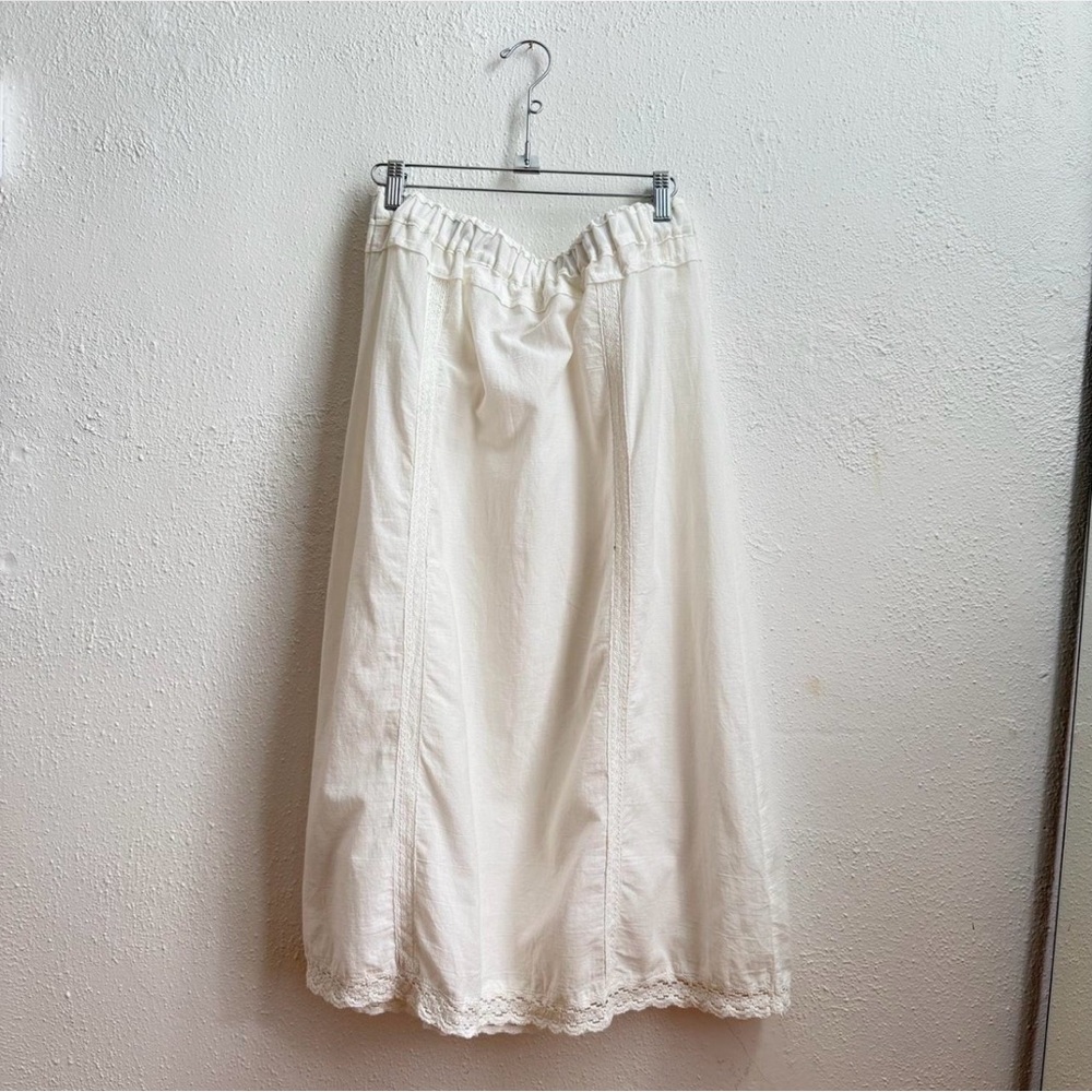 White Lace Trim Midi Skirt - Picture 4 of 4